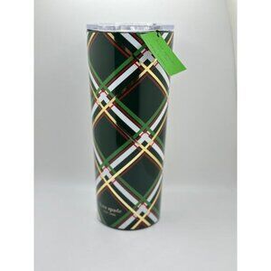Kate Spade Holiday Plaid Insulated Tumbler-Green Plaid- new with tags